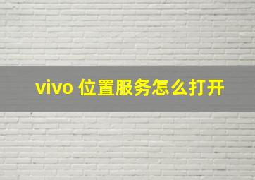 vivo 位置服务怎么打开